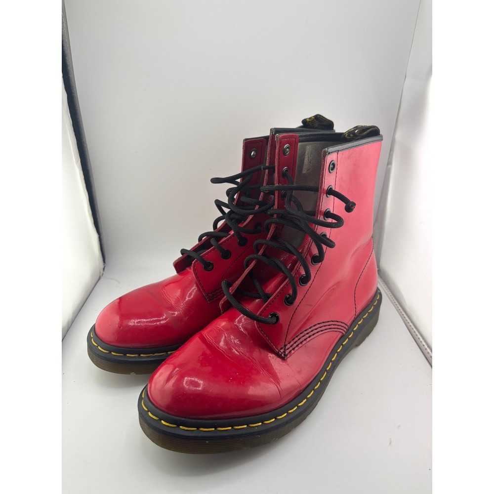 Dr. Martens 1460W Red Patent Leather 8 Eye Combat Boots Womens 10 USL 8 UK 42 EU